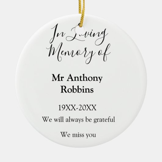 In Loving memory of name funeral memory keepsake セラミックオーナメント (正面)