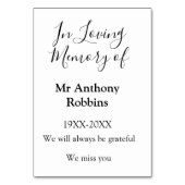 In Loving memory of name funeral memory keepsake テーブルナンバー (裏面)