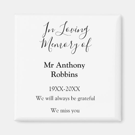 In Loving memory of name funeral memory keepsake マグネット (正面)