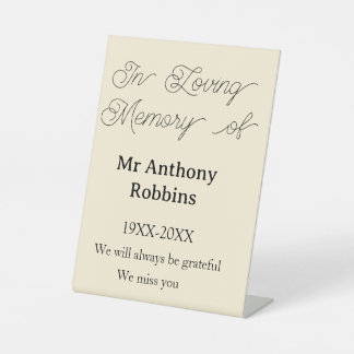 In Loving memory of name funeral memory keepsake 台座サイン