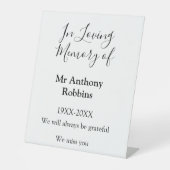 In Loving memory of name funeral memory keepsake 台座サイン (正面)