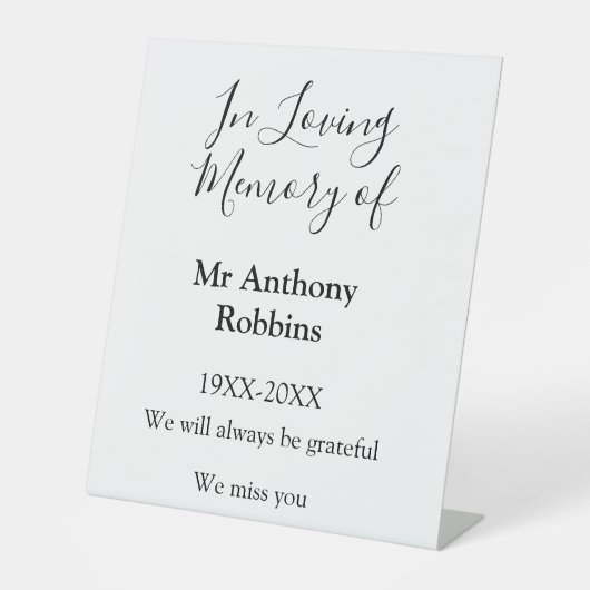 In Loving memory of name funeral memory keepsake 台座サイン (正面)
