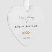 In Loving Memory Of Name YEAR金ゴールドフローラハート オーナメント (正面)