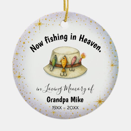 In Loving Memory | Personalized Fisherman Ornament セラミックオーナメント (正面)
