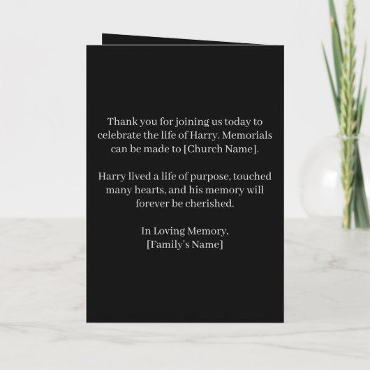 In Loving Memory Photo モダン Memorial Program プログラム (裏面)