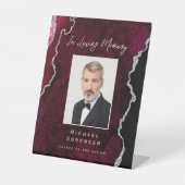 In Loving Memory Photo Burgundy Silver Agate 台座サイン (正面)