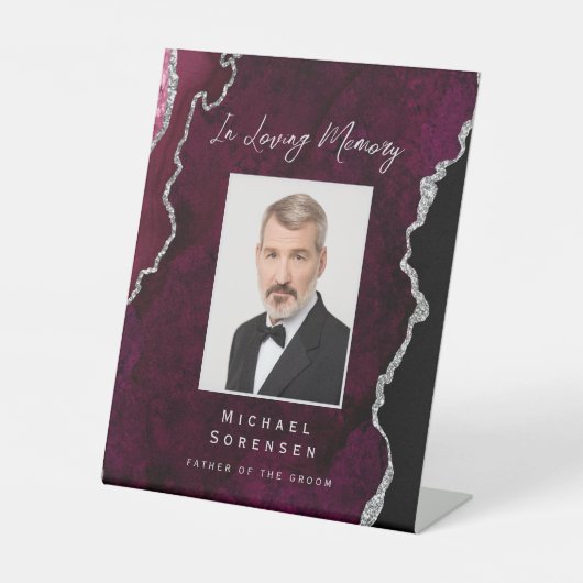 In Loving Memory Photo Burgundy Silver Agate 台座サイン (正面)
