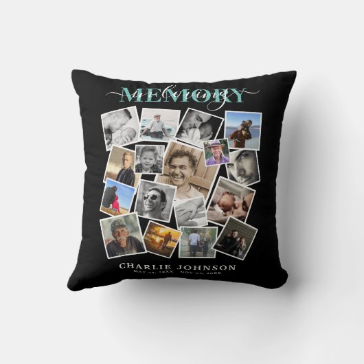 In Loving Memory Photo Collage Memorial クッション (裏面)