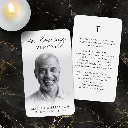 In Loving Memory Photo Cross Memorial Prayer Card