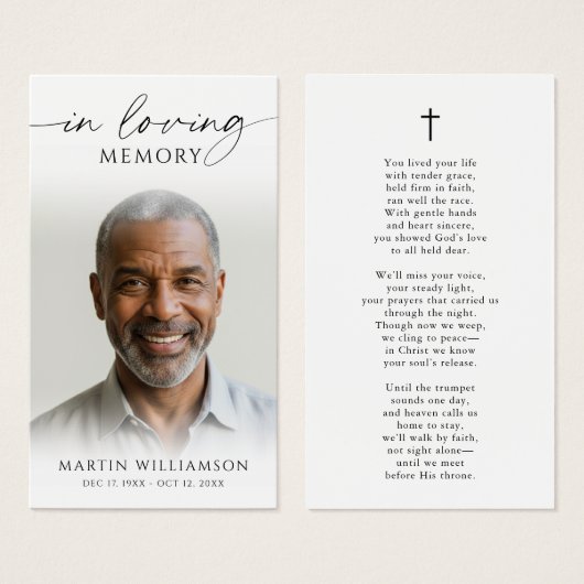 In Loving Memory Photo Cross Poem Prayer Card (正面&裏面)
