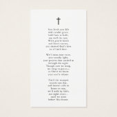 In Loving Memory Photo Cross Poem Prayer Card (裏面)