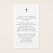 In Loving Memory Photo Cross Sympathy Prayer Card (裏面)