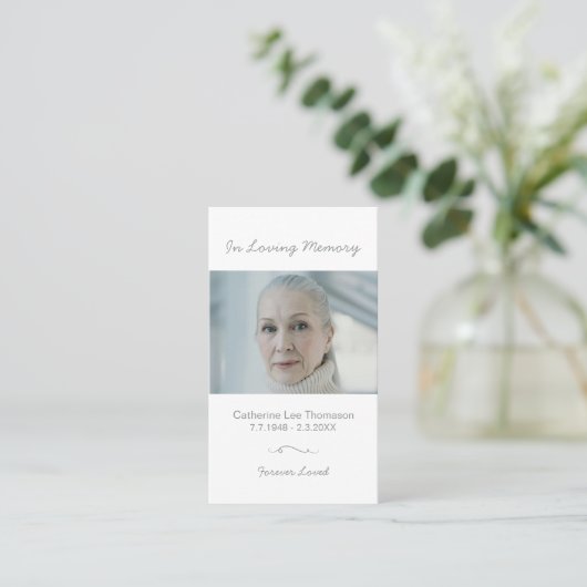 In Loving Memory Photo Funeral Prayer Card 名刺 (スタンド正面)