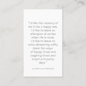 In Loving Memory Photo Funeral Prayer Card 名刺 (裏面)