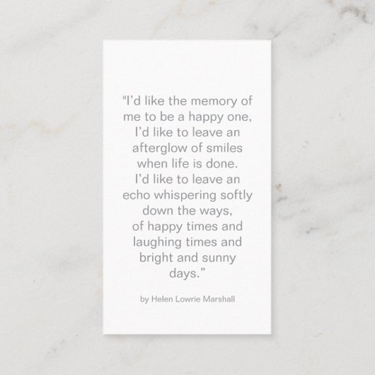 In Loving Memory Photo Funeral Prayer Card 名刺 (裏面)