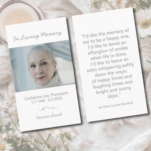 In Loving Memory Photo Funeral Prayer Card 名刺