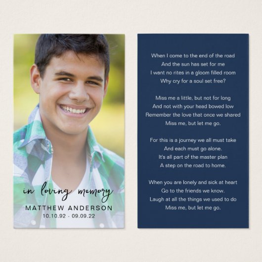 In Loving Memory Photo Memorial Poem Card (正面&裏面)