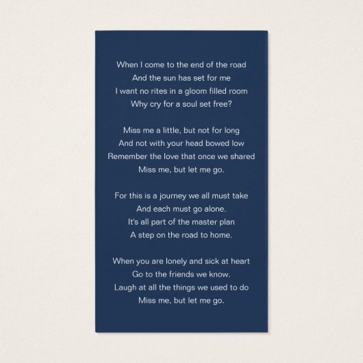 In Loving Memory Photo Memorial Poem Card (裏面)