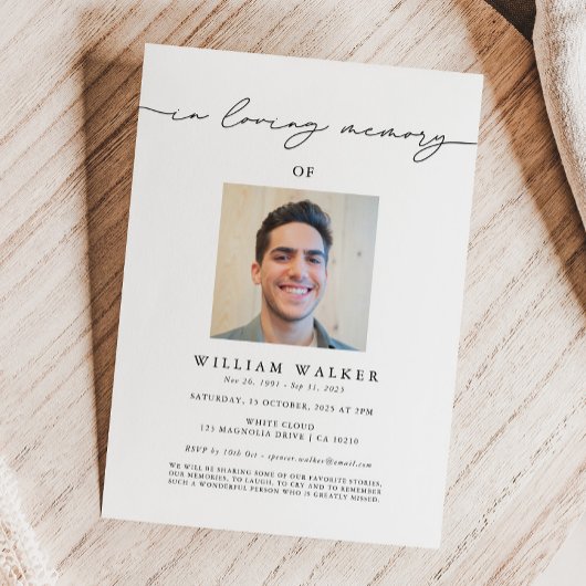 In Loving Memory Photo Memorial Service葬儀 招待状