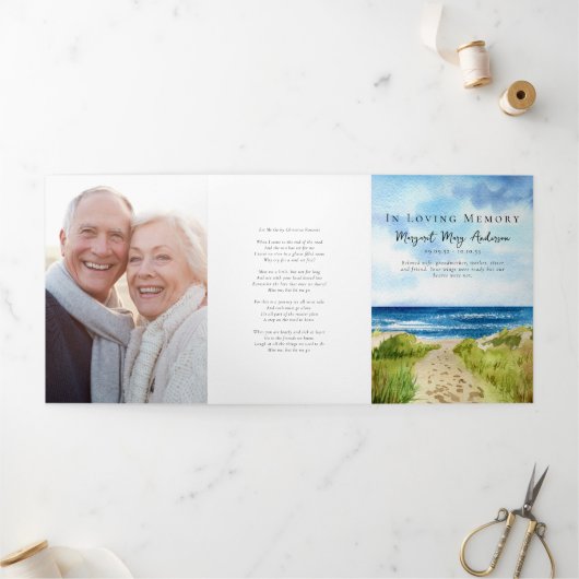 In Loving Memory Photo Memoriesメモリアルカード 三つ折り案内状 (外部)