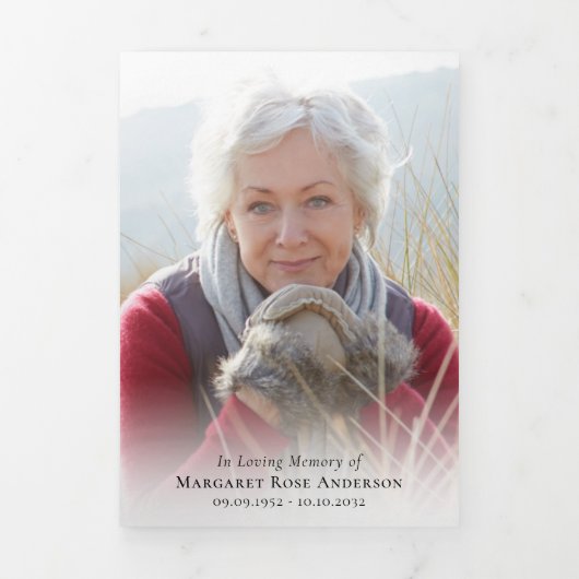 In Loving Memory Photo Memoriesメモリアルカード 三つ折り案内状 (カバー)