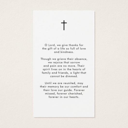 In Loving Memory Photo Prayer Cards (裏面)