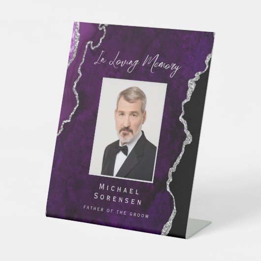 In Loving Memory Photo Purple Silver Agate 台座サイン (正面)