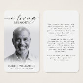 In Loving Memory Photo Simple Sympathy Prayer Card (正面&裏面)