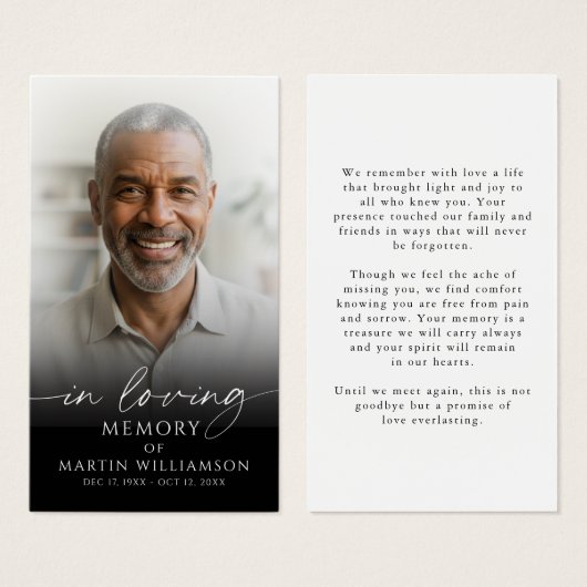 In Loving Memory Photo Sympathy Prayer Card (正面&裏面)