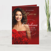 In Loving Memory Red Rose Women's Obituary Program プログラム (正面)