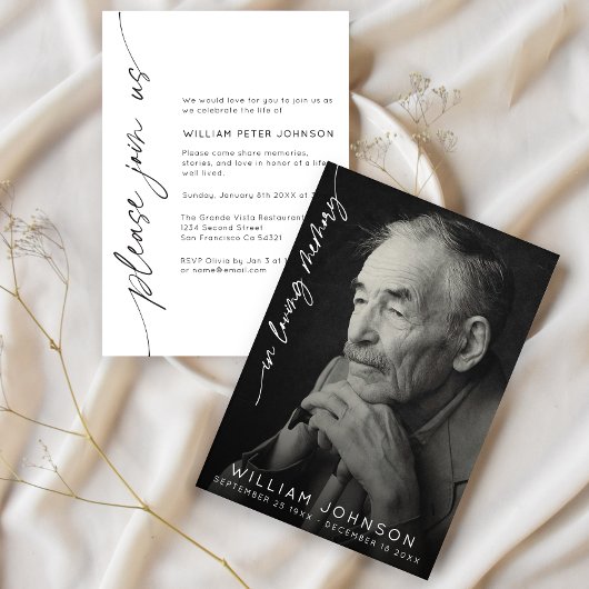 In Loving Memory Remembrance Photo Funeral  招待状