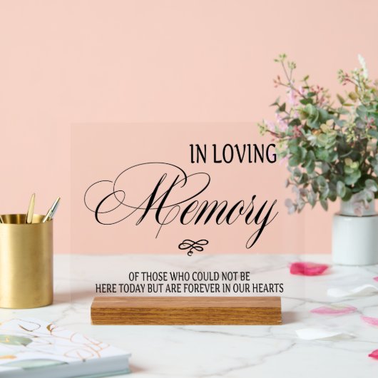 In Loving Memory sign Tabletop Plaque with Easel アクリルサイン (ウェディング)