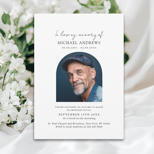 In Loving Memory Simpel Photo Funeral Invitation 招待状