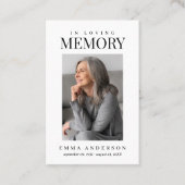 In Loving Memory Simple Photo Funeral Prayer Card 名刺 (正面)