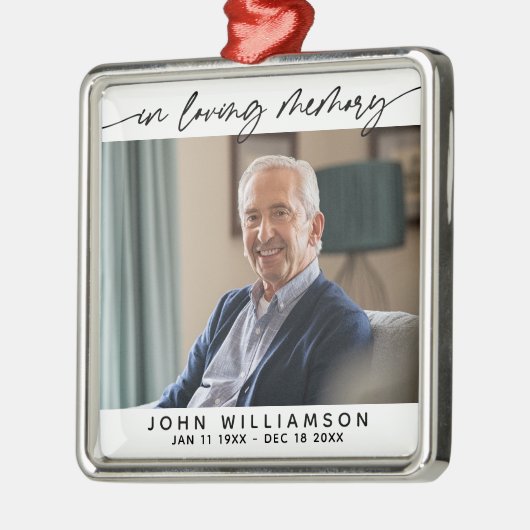 In Loving Memory Simple Script Tribute Photo メタルオーナメント (左)