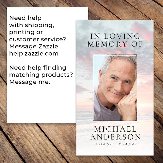 In Loving Memory Sunset Memorial祈りの言葉カード