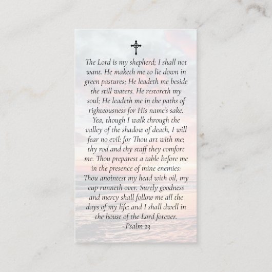 In Loving Memory Sunset Memorial祈りの言葉カード 名刺 (裏面)