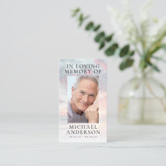 In Loving Memory Sunset Memorial祈りの言葉カード 名刺 (スタンド正面)