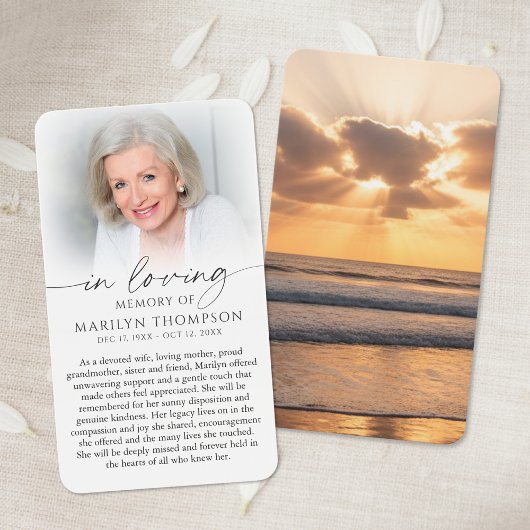 In Loving Memory Sunset Photo Sympathy Cards