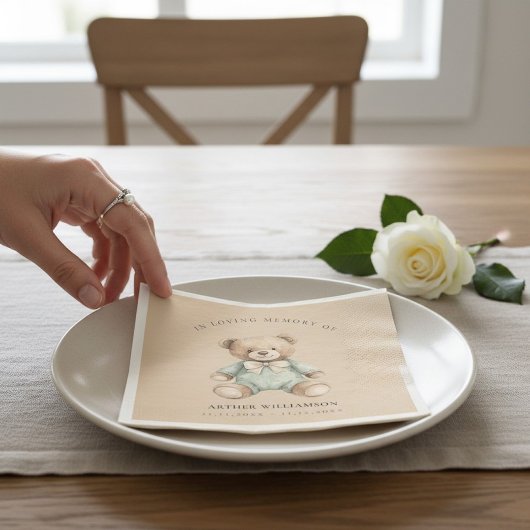 In Loving Memory Teddy Bear Baby Memorial Napkin スタンダードカクテルナプキン
