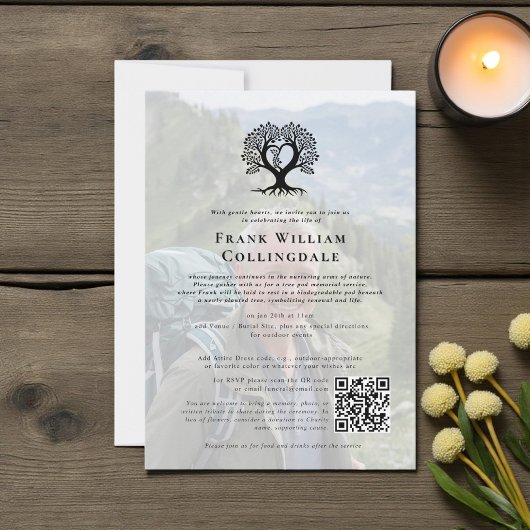 in loving memory tree pod funeral photo qr code 招待状