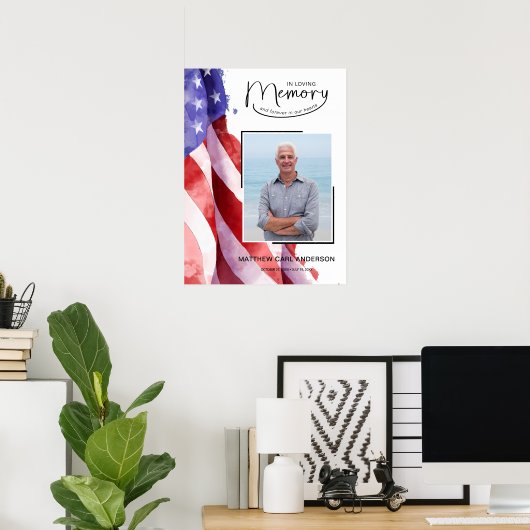 In Loving Memory US Flag Funeral Memorial ポスター (ホームオフィス)