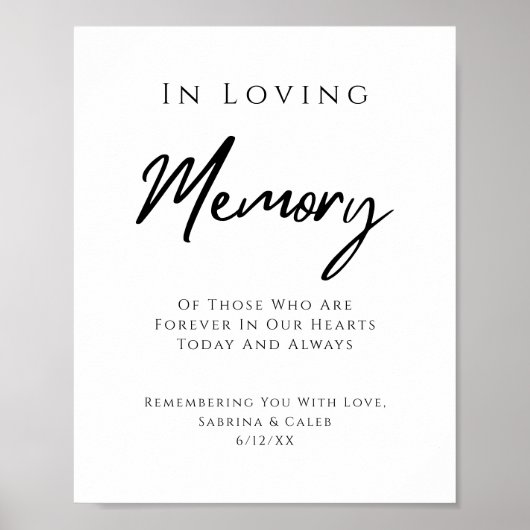 In Loving Memory Wedding Remembrance Sign ポスター (正面)