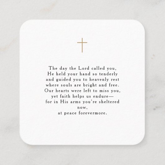 In Loving Memory with Photo | Personal スクエア名刺 (裏面)