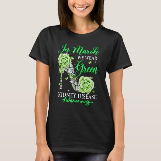 In March We Wear Green Butterfly Kidney Disease Aw Tシャツ (正面)