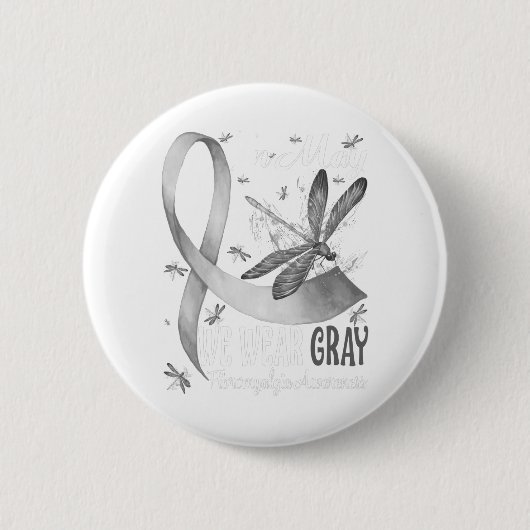 In May We Wear Gray Brain Cancer Awareness 缶バッジ (正面)