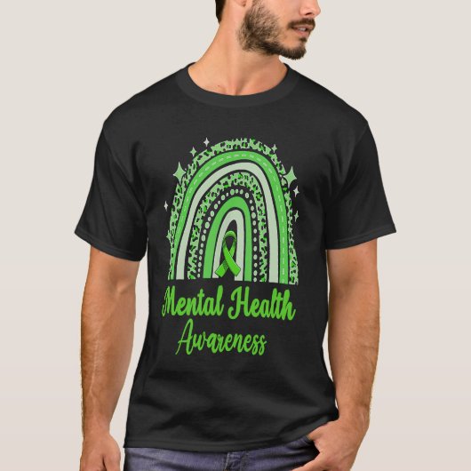 In May We Wear Green Mental Health Awareness Rainb Tシャツ (正面)