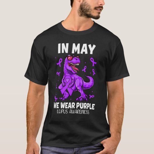 In May We Wear Purple rex Dinosaur Lupus Awareness Tシャツ (正面)