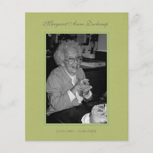 In Memoriam Remembrance Death Notice写真 チラシ (正面)