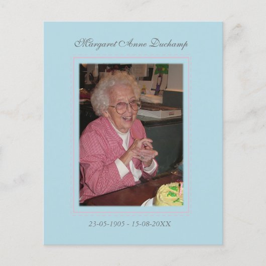 In Memoriam Remembrance Death Notice写真 チラシ (正面)